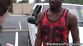 Black boy in anal interracial blowjob scene