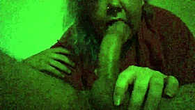 She tries to deepthroat his monster cock.