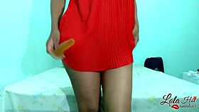 I watch Lola use a toy for blowjob and creampie on Christmas.