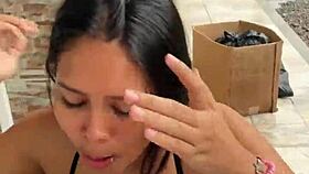 Colombian slut sucks cock on the street and gets caught by her neighbor!