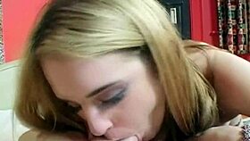 the cute blonde neighbor gives a sexy blowjob