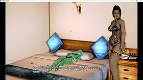 Sexy busty girl in cuffs gets fucked hard by hot shemale in milk maid episode 2!