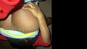 Natural Tits Babe Fucks Doggystyle Outdoors At Night!