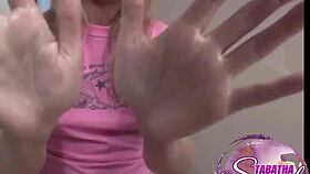 Tabatha explores nude pleasures with lesbian friends in a steamy banana photoshoot