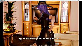 Sexy busty girl in cuffs gets fucked hard by hot shemale in milk maid episode 2!