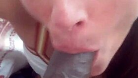 Why does Sofie Marie give a POV blowjob to that big black cock as a brunette cheerleader?