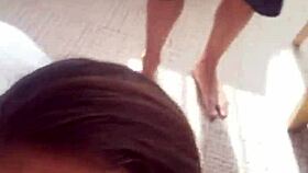 Why does Sofie Marie give a POV blowjob to that big black cock as a brunette cheerleader?