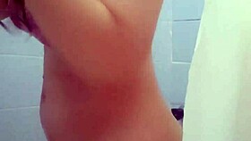 A Latina amateur girl enjoying a relaxing shower at home