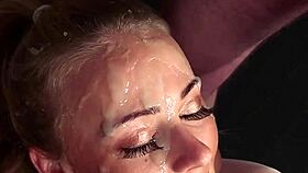 spicy peach swallows sperm facial
