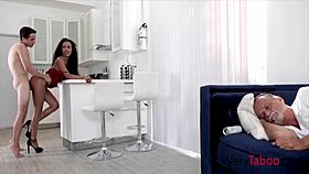 Ebony Stepsister Demi Sutra Sucks Monster Cock and Rides for Creampie