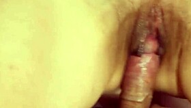 that teen babe moans loudly as her pussy teases and plays with a throbbing cock, ending in a messy cumshot