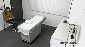 in the hospital, a doctor hammers a slutty teen patient from behind, focusing on her big tits and blowjob skills