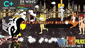 Lola Bunny and Pepe Le Pew furry cartoon battle