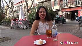 That teen's naked in the shop, getting the hood all horny with her tits and doggystyle! 😈