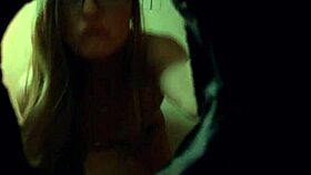 blonde babe fucks hard at glory hole booth