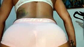 This brunette in twerk class is wetting her panty with squirting and masturbation.