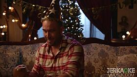 blonde milf jerks off with big tits in reality hardcore new year fun