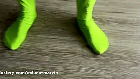 Esluna dives into muff licking with a green robot in doggystyle fucking for halloween.