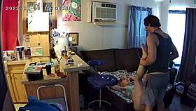 Couples engage in tantric yoga healing on hidden camera.