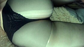 Look at this teen girl giving a nylon footjob on his ass!