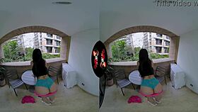vrlatina's huge breast latina in first vr porn scene