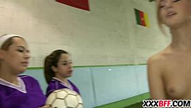 Lesbian soccer team, why are you fucking the noob so hard?