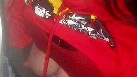 White girl passionately sucks big black cock in public parking lot with perky nipples exposed