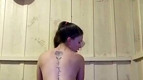 young girl removes her anal plug and slowly sits her tight ass on the hard cock