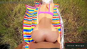 outdoor doggy fuck blonde teen cumshot 😍