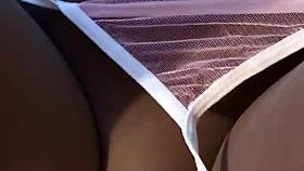 Ebony milf takes big white cock cumshot