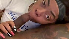 hey, starting the day with a deepthroat blowjob from a petite ebony tattooed girl sucking big black cock early morning 😍