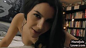 I love how this busty babe gives a footjob and handjob in dirty POV