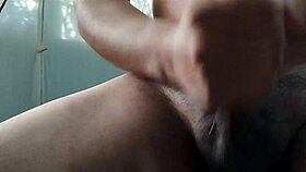 Hey, stroking my gay cock after that intense workout session 😏