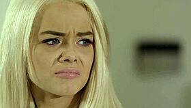 The petite teen orally pleases the big-boobed milf