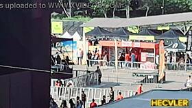 I'm putting a condom on my latina teen recording partner in the hotel.