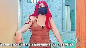 I'm putting a condom on my latina teen recording partner in the hotel.