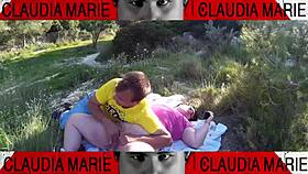 Snacking in the field with a fat woman, nothing excites her more than outdoor fun.