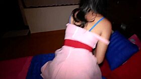 Ladyboy in Blue Tights Barebacked