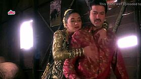 Anil Kapoor and Madhuri Kissing in Romantic Scene