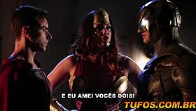 Batman, Wonder Woman, And Superman Engage In Surreal Cosplay Threesome Fucking