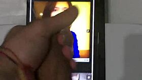 Brunette teen receives cum tribute on big tits