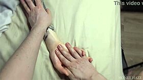 Russian Step Daughter's Oiled Massage Turns Rough Handjob