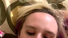 jenn gets covered in cum from a big cock