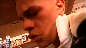 A hot blonde participates in a hard threesome with german and european partners