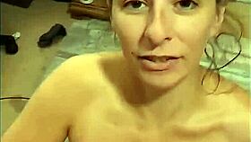 Shy girl next door sprayed with cum on big tits