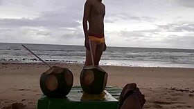 Chubby guy relaxes on Brazilian beach in preview