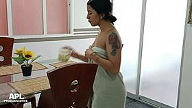 Look at this horny Latina teen devouring my juicy cum!