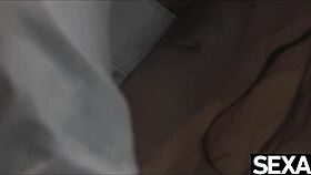 Maid's Big Natural Tits Bounce While Riding Boss Hard