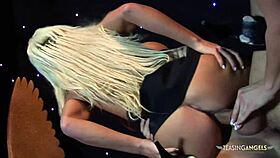 Oh wow, that horny guy convinced two babes to suck his cock and play with their big tits and pussies!