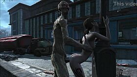 In fallout 4, brunette faces monster in clock tower anal scene